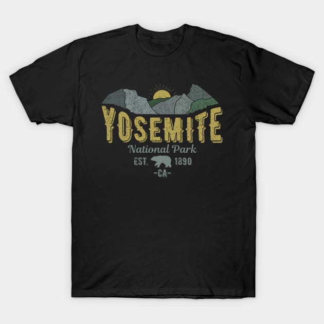 Yosemite National Park Vintage Mountains Walking Bear Est 1890 California State T-Shirt by jennlie